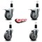 Service Caster 4'' Thermoplastic Rubber Swivel 1-3/8'' Expanding Stem Caster Set 2 Total Lock Brakes, 4PK SCC-EXTTL20S414-TPRB-2-S-2-138 - alternate 4